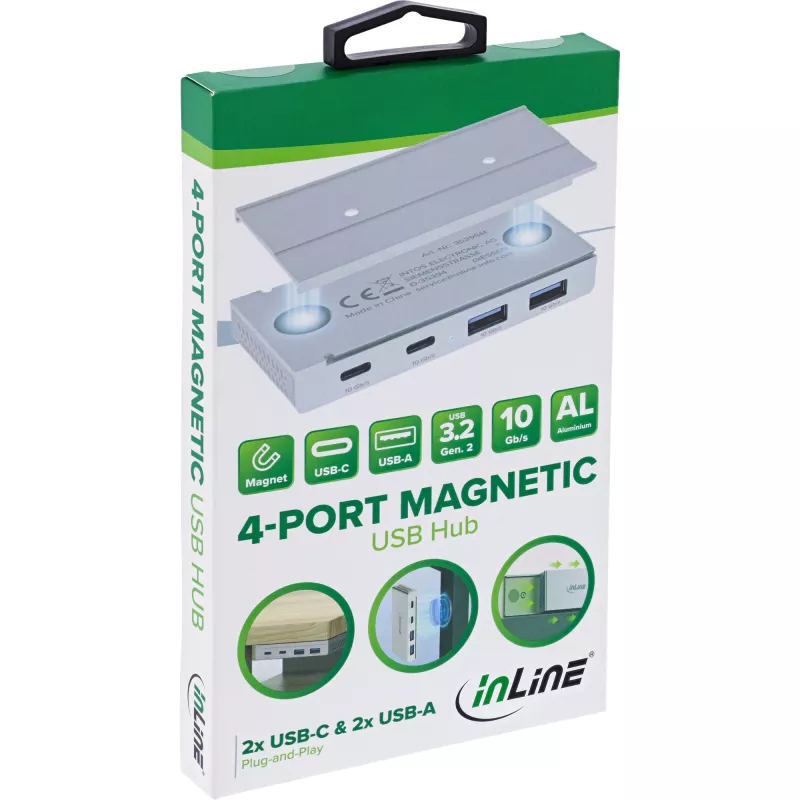 InLine 35395M Hub de interfaces USB 3.2 Gen 2 (3.1 Gen 2) Type-C 10000 Mbit/s Plata