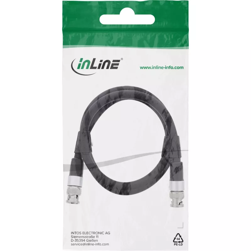 InLine Cable de vídeo BNC, 12G-SDI, 4K60Hz, 75 Ohm, 2 m, 10802S
