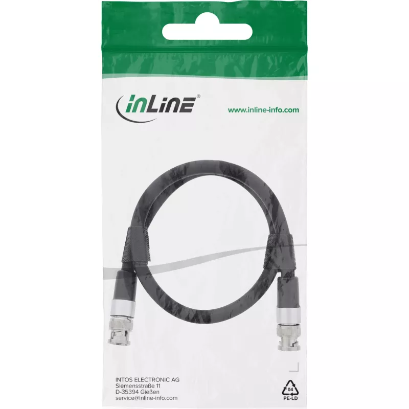 InLine Cable de vídeo BNC, 12G-SDI, 4K60Hz, 75 Ohm, 0,5 m, 10855S