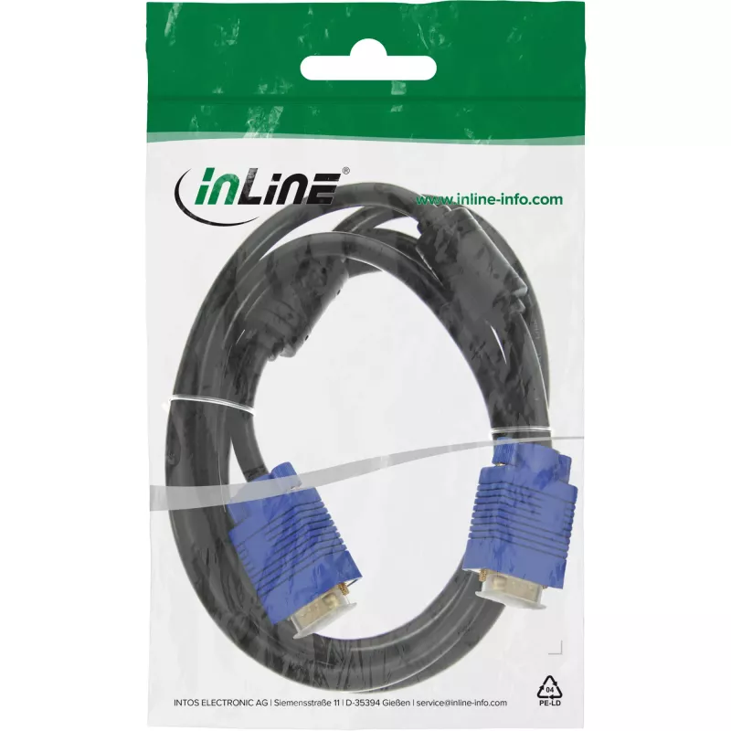 InLine 17715T Cable S-VGA, HD de 15 pines macho/macho, negro, 1,5 m