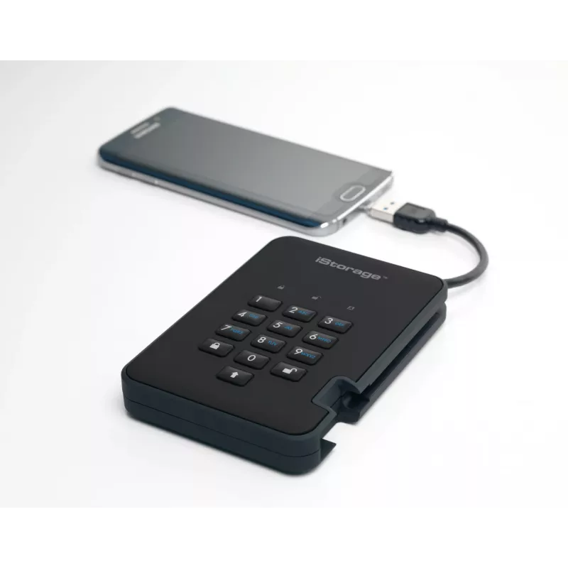 Unidad de estado sólido cifrada de forma segura iStorage diskAshur2 256 bits 1 TB USB 3.2 – negro IS-DA2-256-SSD-1TB-B