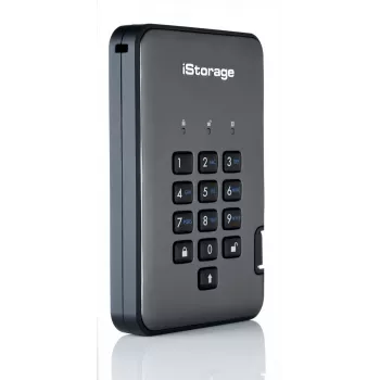 Disco duro portátil seguro iStorage diskAshur PRO² HDD 4 TB | FIPS 140-2 nivel 2, NCSC CPA, NLNCSA BSPA y NATO Restricted | cifrado por hardware AES-XTS de 256 bits | protegido por PIN | independiente del sistema operativo y la plataforma | conforme al RGPD y TAA | protección contra ataques de fuerza bruta | resistente al polvo y al agua