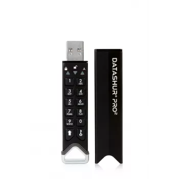 Memoria USB segura iStorage datAshur PRO2 16 GB | certificada FIPS 140-2 nivel 3 | cifrado por hardware AES-XTS de 256 bits | protegida por contraseña | resistente al polvo y al agua |