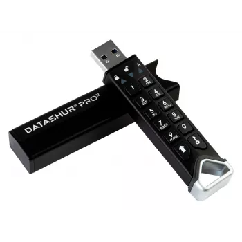 Memoria USB segura iStorage datAshur PRO2 16 GB | certificada FIPS 140-2 nivel 3 | cifrado por hardware AES-XTS de 256 bits | protegida por contraseña | resistente al polvo y al agua |