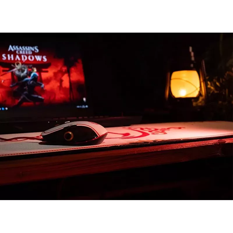 Lexip X Ubisoft - Assassin's Creed - Shadows Ratón, diestro, óptico, USB Type-A, 12000 DPI, Negro, Oro, Rojo, Blanco