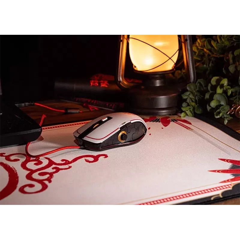 Lexip X Ubisoft - Assassin's Creed - Shadows Ratón, diestro, óptico, USB Type-A, 12000 DPI, Negro, Oro, Rojo, Blanco