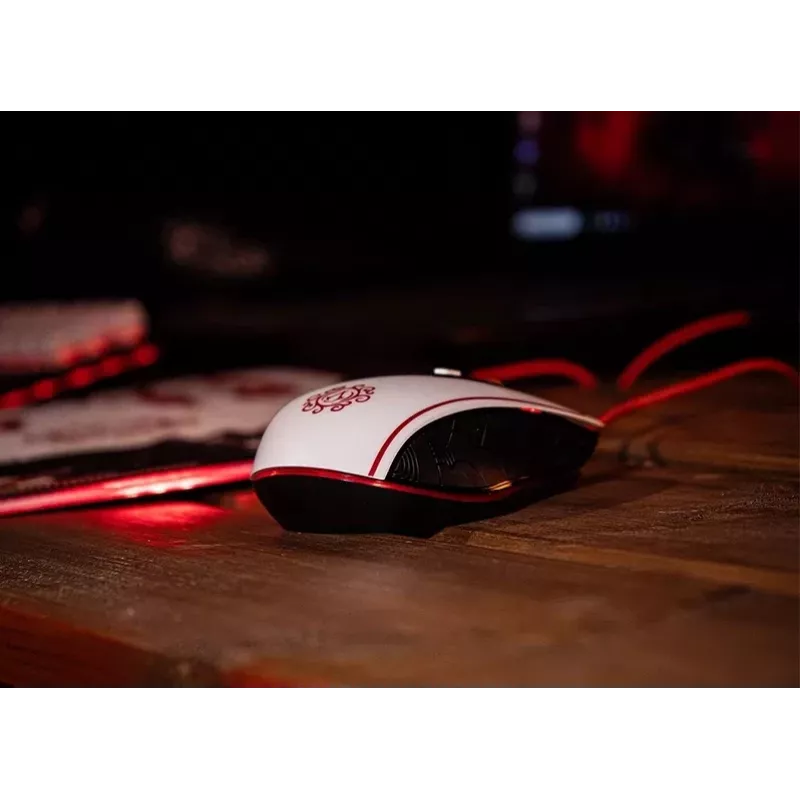 Lexip X Ubisoft - Assassin's Creed - Shadows Ratón, diestro, óptico, USB Type-A, 12000 DPI, Negro, Oro, Rojo, Blanco
