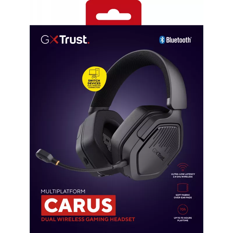 Auriculares Trust GXT 493 Carus con cable e inalámbricos diadema, casco gaming USB Type-C / USB Type-A Bluetooth Negro