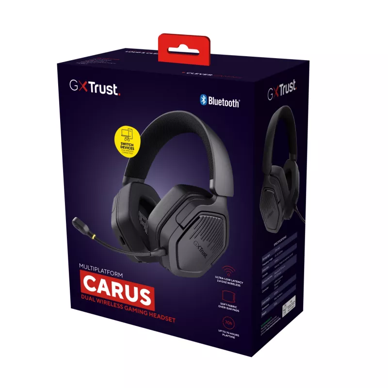 Auriculares Trust GXT 493 Carus con cable e inalámbricos diadema, casco gaming USB Type-C / USB Type-A Bluetooth Negro