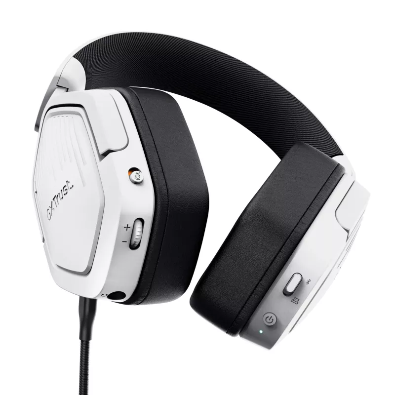 Auriculares Trust GXT 493W Carus con cable e inalámbricos diadema, casco gaming USB Type-C / USB Type-A Bluetooth Blanco