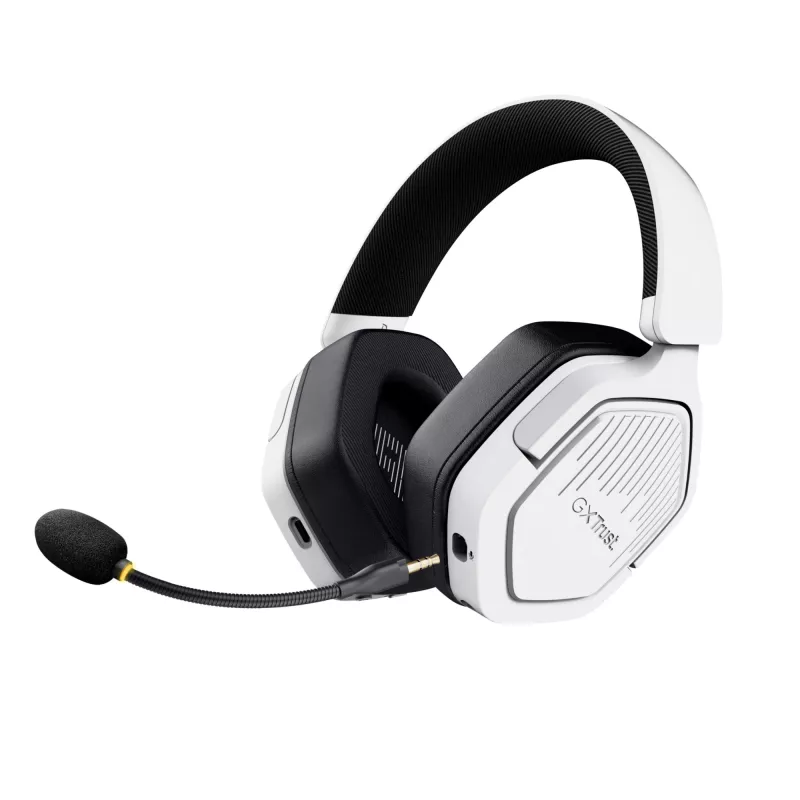 Auriculares Trust GXT 493W Carus con cable e inalámbricos diadema, casco gaming USB Type-C / USB Type-A Bluetooth Blanco