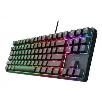 Teclado gaming mecánico TRUST 26135, 80% 87 teclas, distribución alemana QWERTZ, USB con cable, negro, cable de 1,8 m