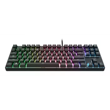 Teclado gaming mecánico TRUST 26135, 80% 87 teclas, distribución alemana QWERTZ, USB con cable, negro, cable de 1,8 m