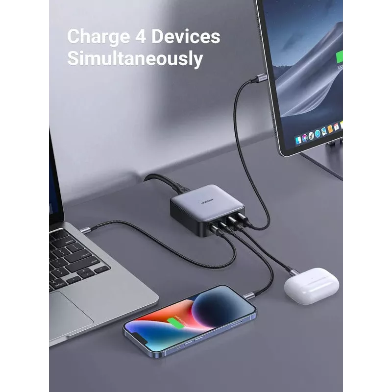 Ugreen Nexode cargador rápido de sobremesa 65 W, 2x USB-A + 2x USB-C (90747)