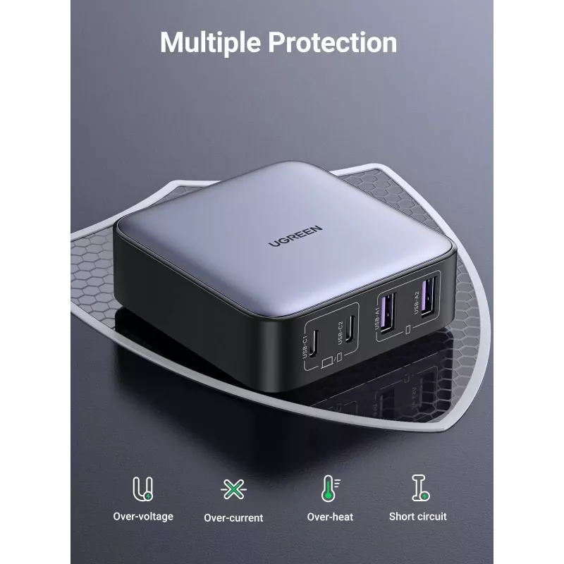 Ugreen Nexode cargador rápido de sobremesa 65 W, 2x USB-A + 2x USB-C (90747)