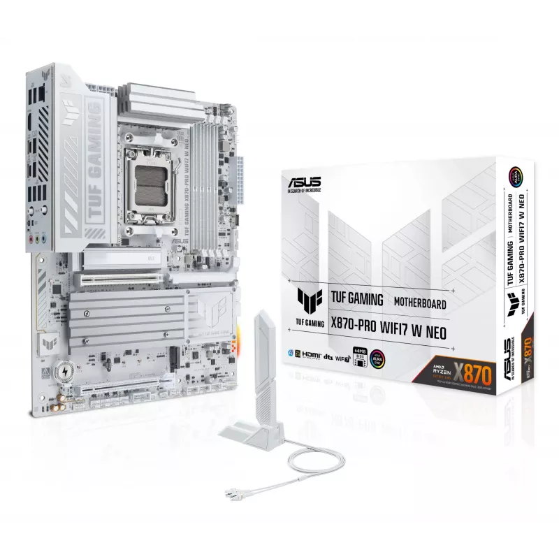 Placa base ASUS TUF GAMING X870-PRO WIFI7 W NEO, AMD X870, Socket AM5, ATX, DDR5, 4 DIMM, 256 GB, Wi‑Fi 7, 5Gb Ethernet
