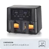 Ariete 4631 Double Freidora de aire 9L, 2400W, Capacidad total 9L, 11 programas, Multifunción, Hasta 3,6 kg de alimentos fritos Temperatura hasta 200°C, Doble cesta, Negro