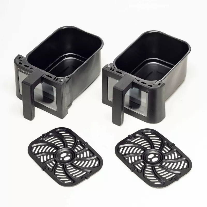 Ariete 4631 Double Freidora de aire 9L, 2400W, Capacidad total 9L, 11 programas, Multifunción, Hasta 3,6 kg de alimentos fritos Temperatura hasta 200°C, Doble cesta, Negro
