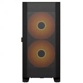 Caja de PC semitorre Cougar Airface FLO ARGB, negra — compatible con 2 ventiladores frontales de 180 mm, 1 trasero de 120 mm, unidades de 2,5