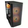 Caja de PC semitorre Cougar Airface FLO ARGB, negra — compatible con 2 ventiladores frontales de 180 mm, 1 trasero de 120 mm, unidades de 2,5