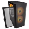 Caja de PC semitorre Cougar Airface FLO ARGB, negra — compatible con 2 ventiladores frontales de 180 mm, 1 trasero de 120 mm, unidades de 2,5