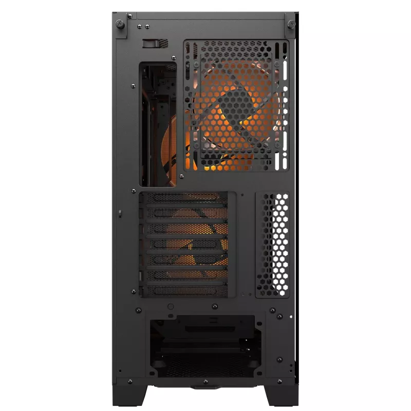 Caja de PC semitorre Cougar Airface FLO ARGB, negra — compatible con 2 ventiladores frontales de 180 mm, 1 trasero de 120 mm, unidades de 2,5
