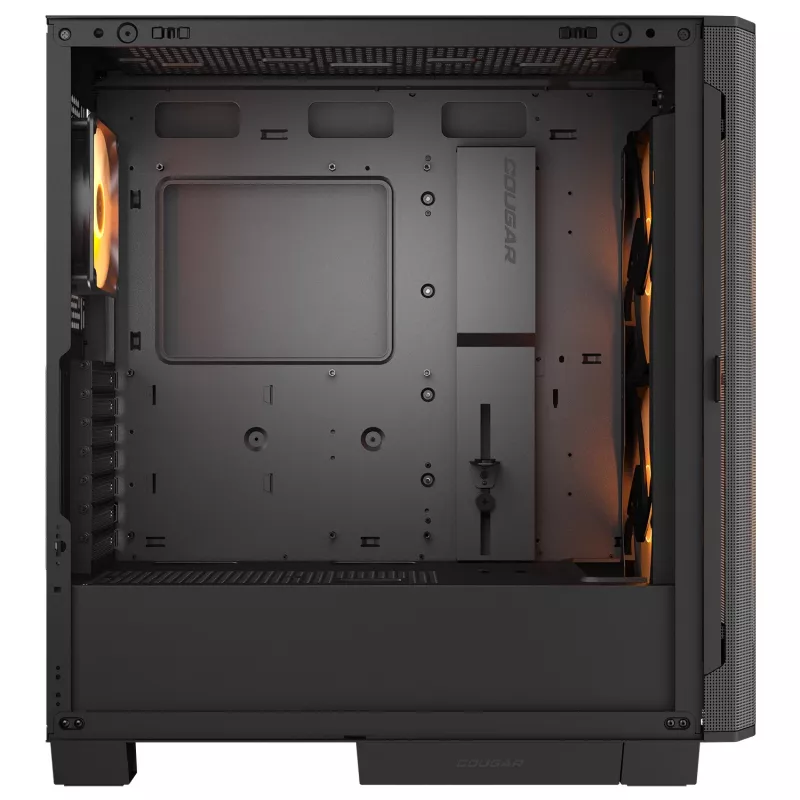 Caja de PC semitorre Cougar Airface FLO ARGB, negra — compatible con 2 ventiladores frontales de 180 mm, 1 trasero de 120 mm, unidades de 2,5