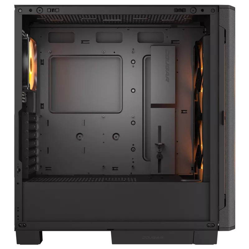 Caja de PC semitorre Cougar Airface FLO ARGB, negra — compatible con 2 ventiladores frontales de 180 mm, 1 trasero de 120 mm, unidades de 2,5