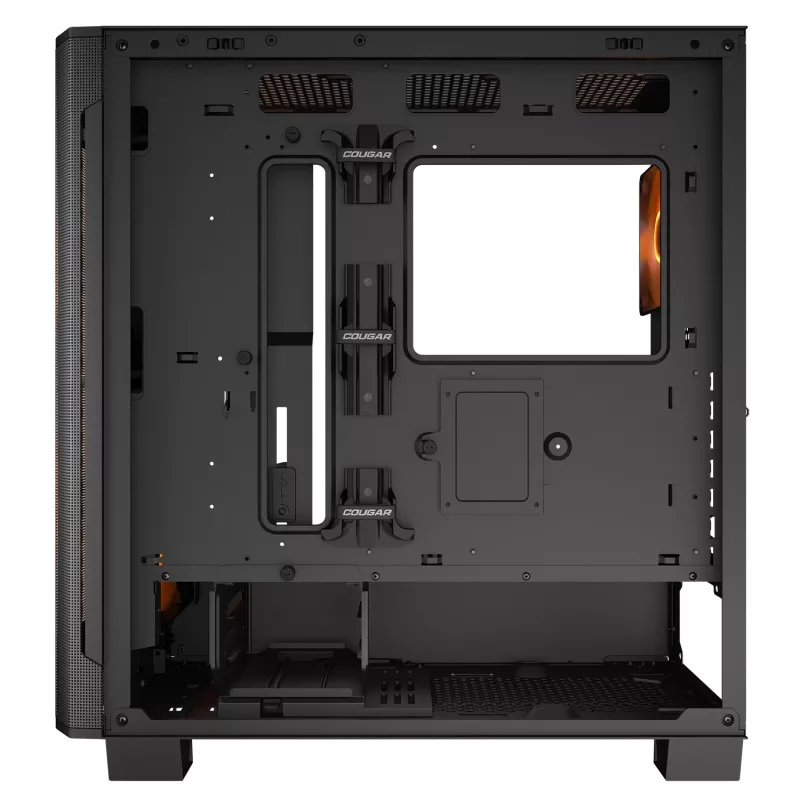 Caja de PC semitorre Cougar Airface FLO ARGB, negra — compatible con 2 ventiladores frontales de 180 mm, 1 trasero de 120 mm, unidades de 2,5