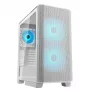 Caja de PC semitorre COUGAR Airface FLO ARGB blanca — 2 ventiladores frontales de 180 mm, 1 trasero de 120 mm, compatible con HDD de 2,5