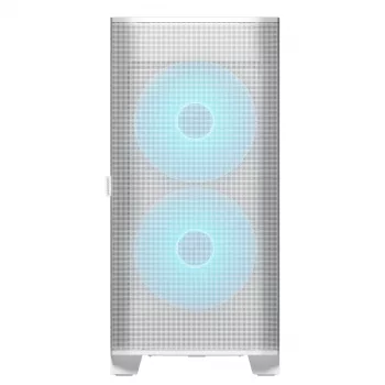 Caja de PC semitorre COUGAR Airface FLO ARGB blanca — 2 ventiladores frontales de 180 mm, 1 trasero de 120 mm, compatible con HDD de 2,5