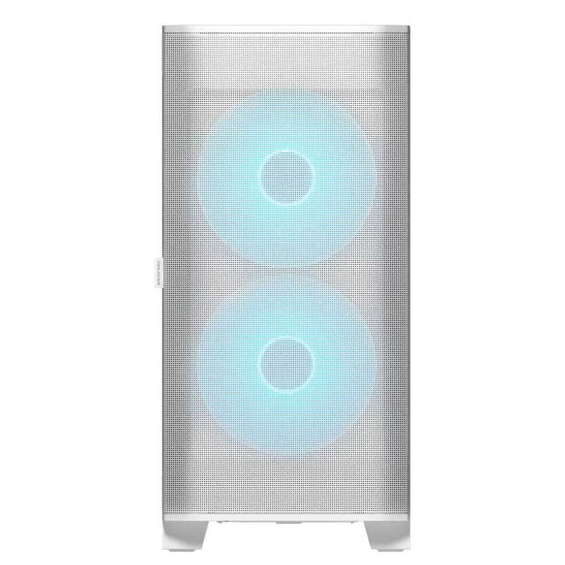 Caja de PC semitorre COUGAR Airface FLO ARGB blanca — 2 ventiladores frontales de 180 mm, 1 trasero de 120 mm, compatible con HDD de 2,5