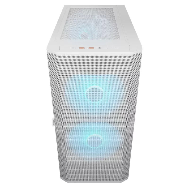 Caja de PC semitorre COUGAR Airface FLO ARGB blanca — 2 ventiladores frontales de 180 mm, 1 trasero de 120 mm, compatible con HDD de 2,5