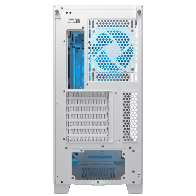 Caja de PC semitorre COUGAR Airface FLO ARGB blanca — 2 ventiladores frontales de 180 mm, 1 trasero de 120 mm, compatible con HDD de 2,5