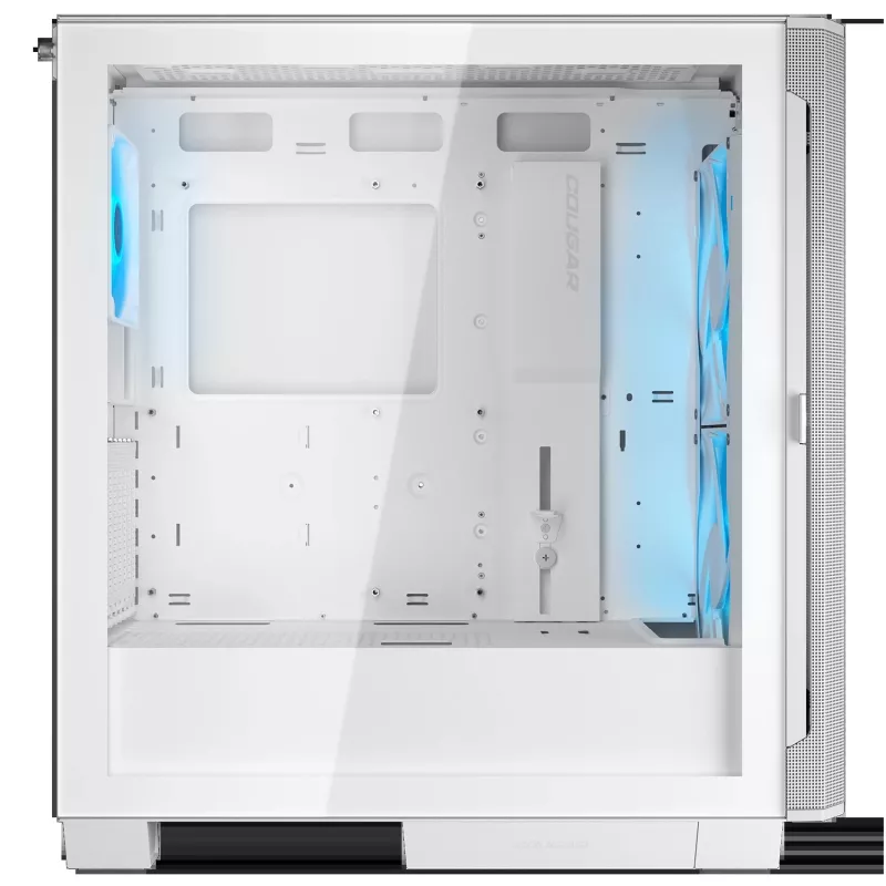 Caja de PC semitorre COUGAR Airface FLO ARGB blanca — 2 ventiladores frontales de 180 mm, 1 trasero de 120 mm, compatible con HDD de 2,5