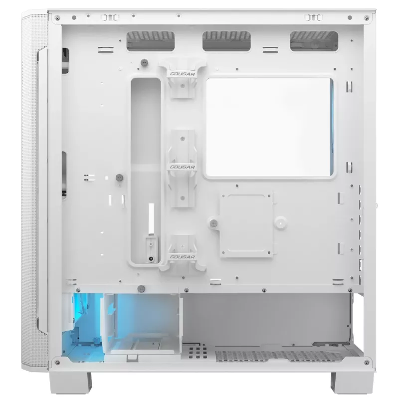 Caja de PC semitorre COUGAR Airface FLO ARGB blanca — 2 ventiladores frontales de 180 mm, 1 trasero de 120 mm, compatible con HDD de 2,5