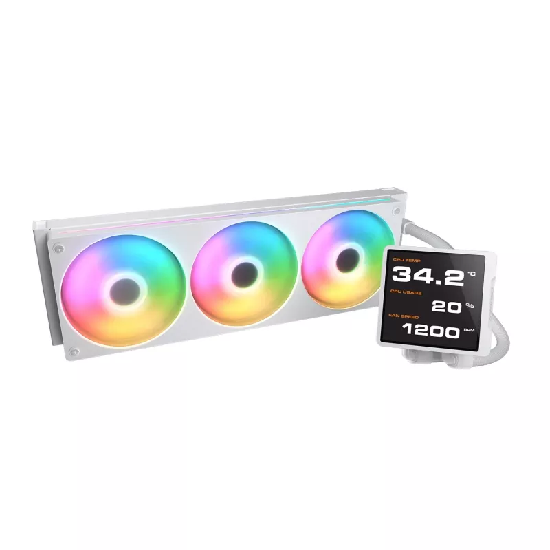 Refrigeración líquida todo en uno para CPU Cougar Poseidon Vistek Pro 360 – ventilador de 120 mm, ARGB, blanca