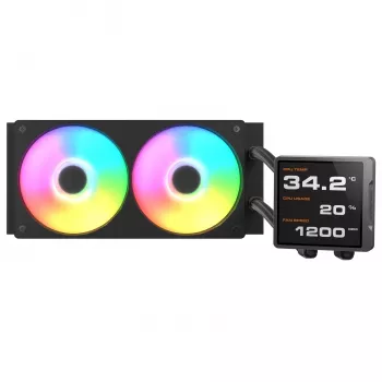 Refrigeración líquida todo en uno para CPU Cougar Poseidon Vistek Pro 240, ARGB, ventilador de 120 mm, 700–2500 RPM, negra
