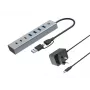 Conceptronic HUBBIES20GP Hub USB 3.0 de 7 puertos con fuente de alimentación, 5Gbps, USB-C x 3, USB-A x 4