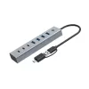 Conceptronic HUBBIES20GP Hub USB 3.0 de 7 puertos con fuente de alimentación, 5Gbps, USB-C x 3, USB-A x 4