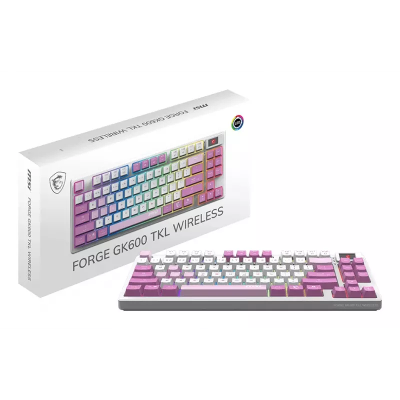 MSI FORGE GK600 TKL teclado gaming inalámbrico, QWERTZ DE, violeta