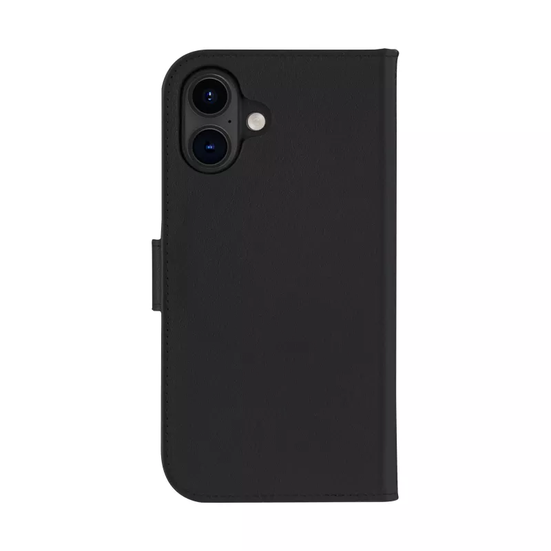 Funda de cuero tipo folio dbramante1928 Lynge MagSafe para iPhone 16 Plus – negro, 3 compartimentos para tarjetas, 6,7