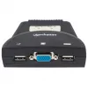 Conmutador KVM Manhattan Mini 2 puertos, 2x USB-A, cable incluido, soporte de audio, control de 2 ordenadores con un teclado/ratón/pantalla, negro, garantía de por vida, empaquetado