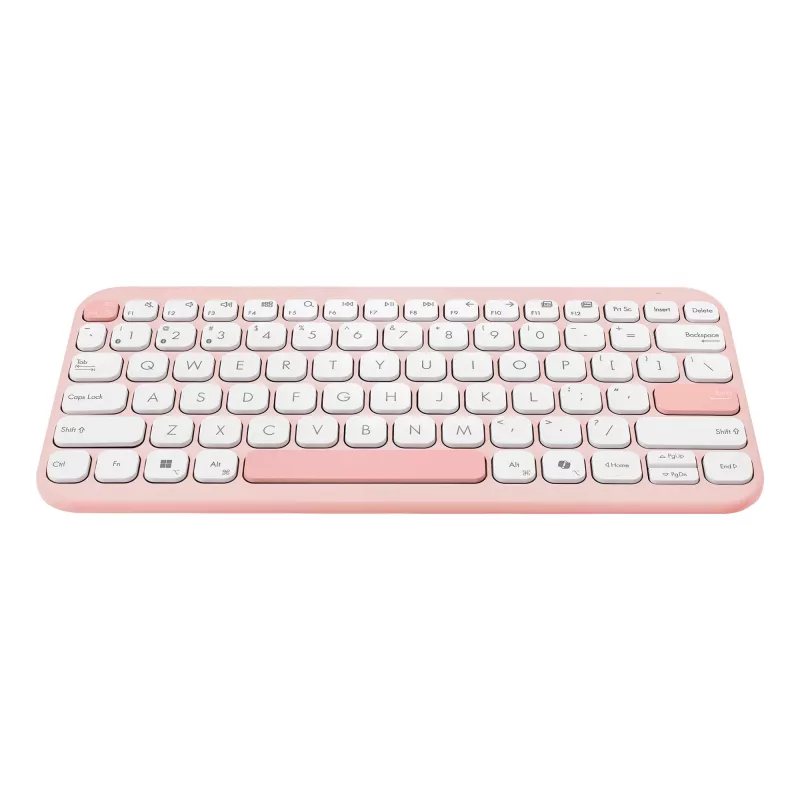Teclado inalámbrico ASUS Marshmallow KW100 75% Bluetooth — QWERTZ alemán, interruptores de tijera, rosa