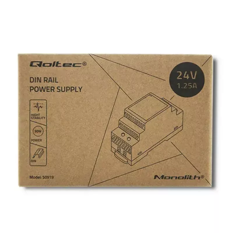 Fuente de alimentación para carril DIN QOLTEC 30W 24V 1,25A gris
