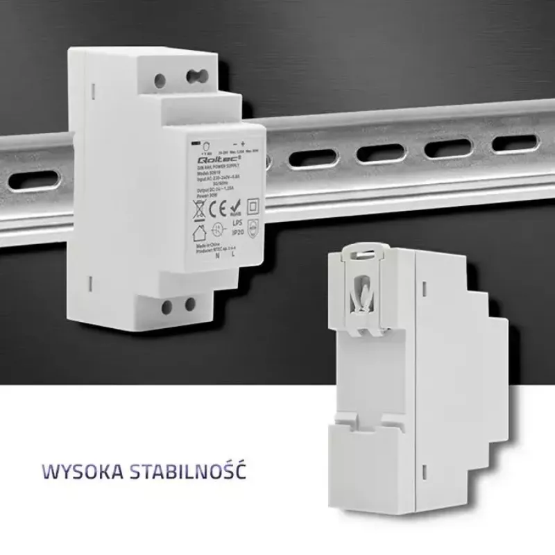 Fuente de alimentación para carril DIN QOLTEC 30W 24V 1,25A gris