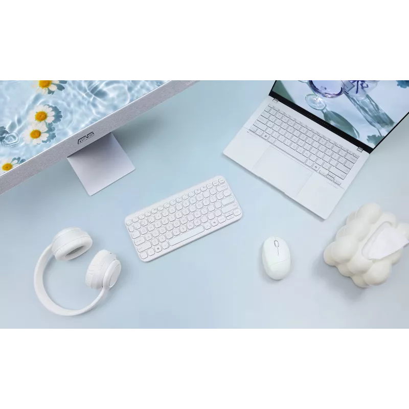 Teclado Bluetooth inalámbrico ASUS KW100 Marshmallow – layout 75 %, QWERTZ, interruptores de tijera, blanco