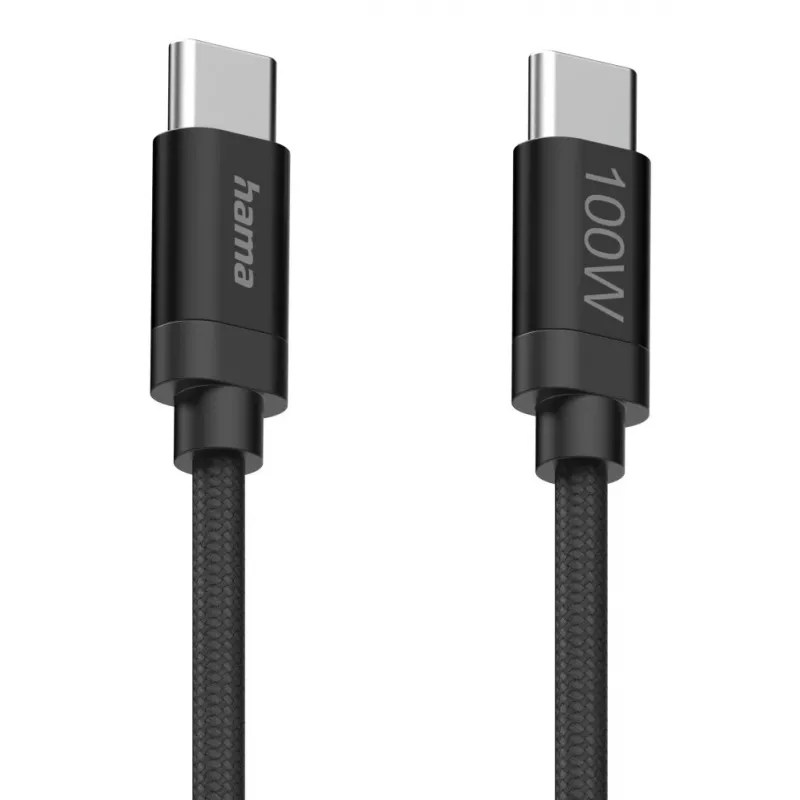 Cable USB Hama Fabric USB 2.0 1,5 m USB C negro