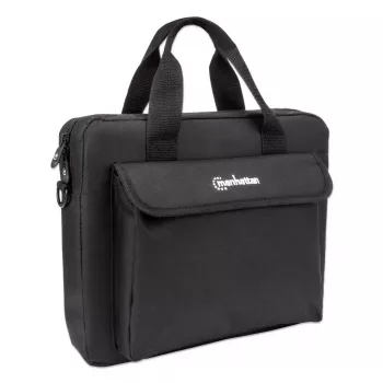 Manhattan London Maletín para portátil 12,5 pulgadas, Top-Loader, Negro, LOW COST, compartimento para accesorios, correa de hombro (extraíble), funda para portátil, tres años de garantía
