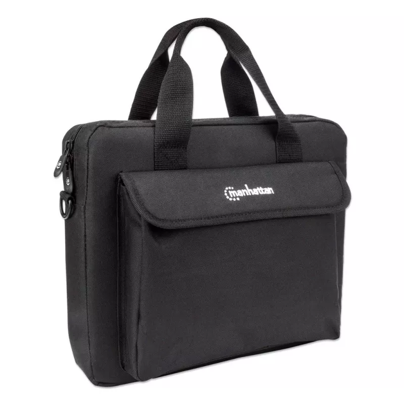 Manhattan London Maletín para portátil 12,5 pulgadas, Top-Loader, Negro, LOW COST, compartimento para accesorios, correa de hombro (extraíble), funda para portátil, tres años de garantía